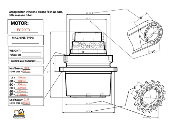 Steel Travel Motor for Volvo EC200D Final Drive Assy VOE14719059 Excavator Spare Parts
