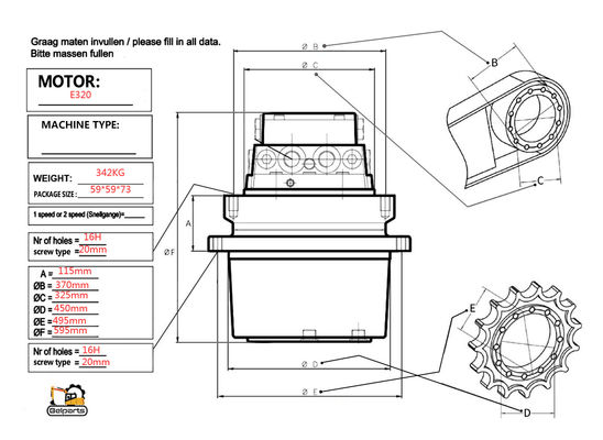 Części akcesoriów do koparek E322C E324D E325C E325D Assy 199-4521