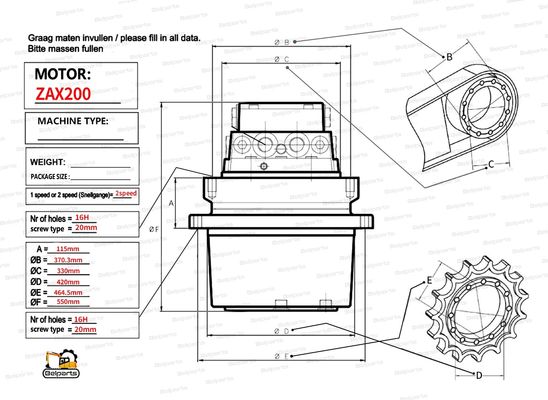Wykopalnia HMGF36 ZX200 ZX200-6 Wykopalnia hydrauliczna napędzająca napęd hydrauliczny 9168003 9195451